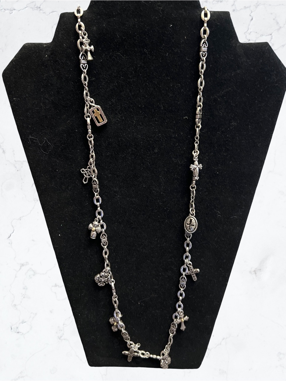 Brighton Eternity Cross Long Necklace Silver Tone Charm